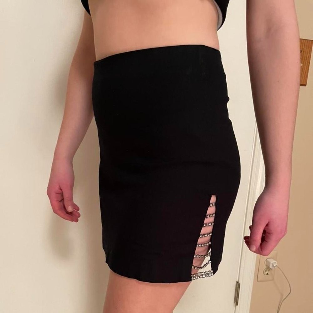 Rhinestone Mini Skirt Vtg 90s